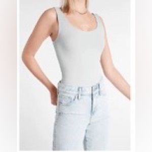 Body Contour High Compression Scoop Neck Bodysuit - Express - Puritan Gray - XL